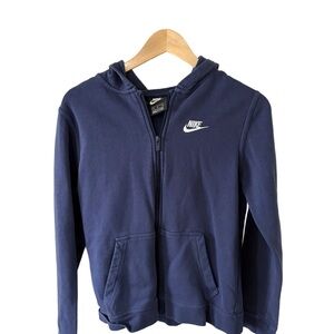 Nike Full Zip Hoodie Kids XL Navy Blue Fleece Standard Fit
